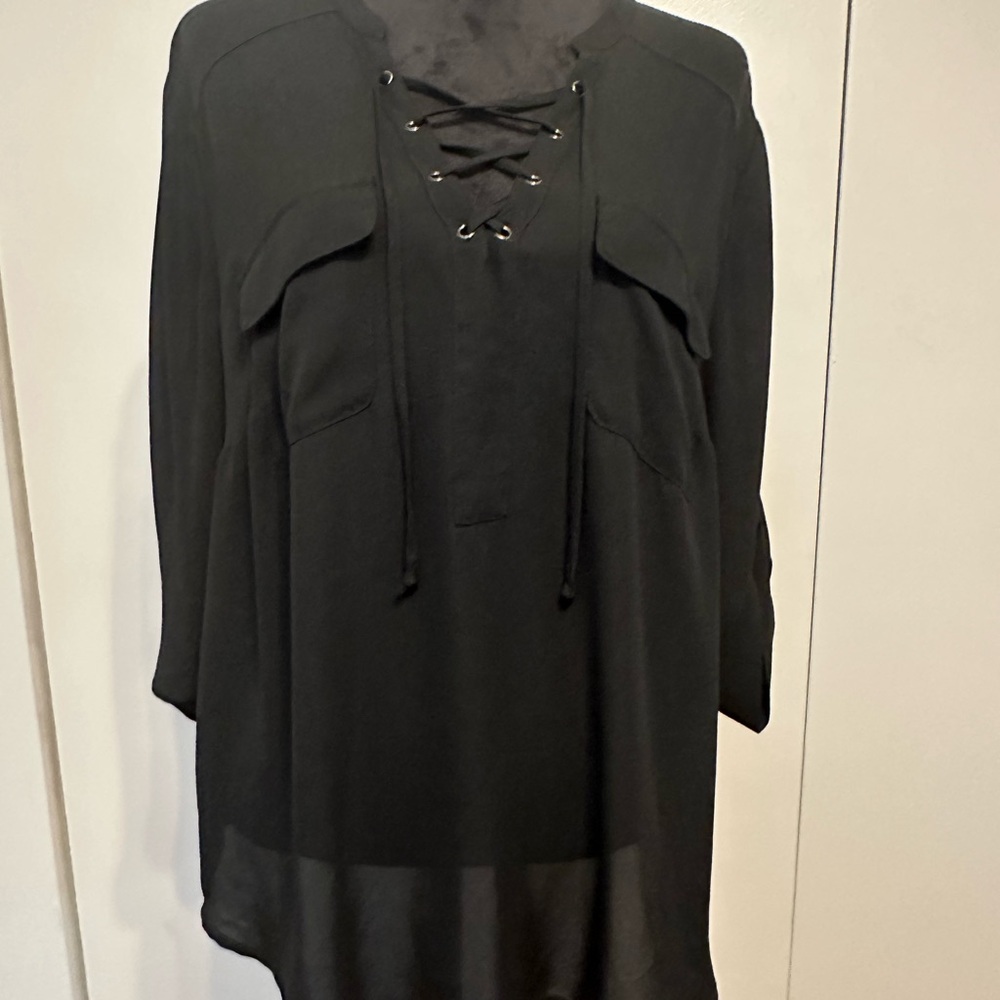 Torrid Black Lace-Up Blouse